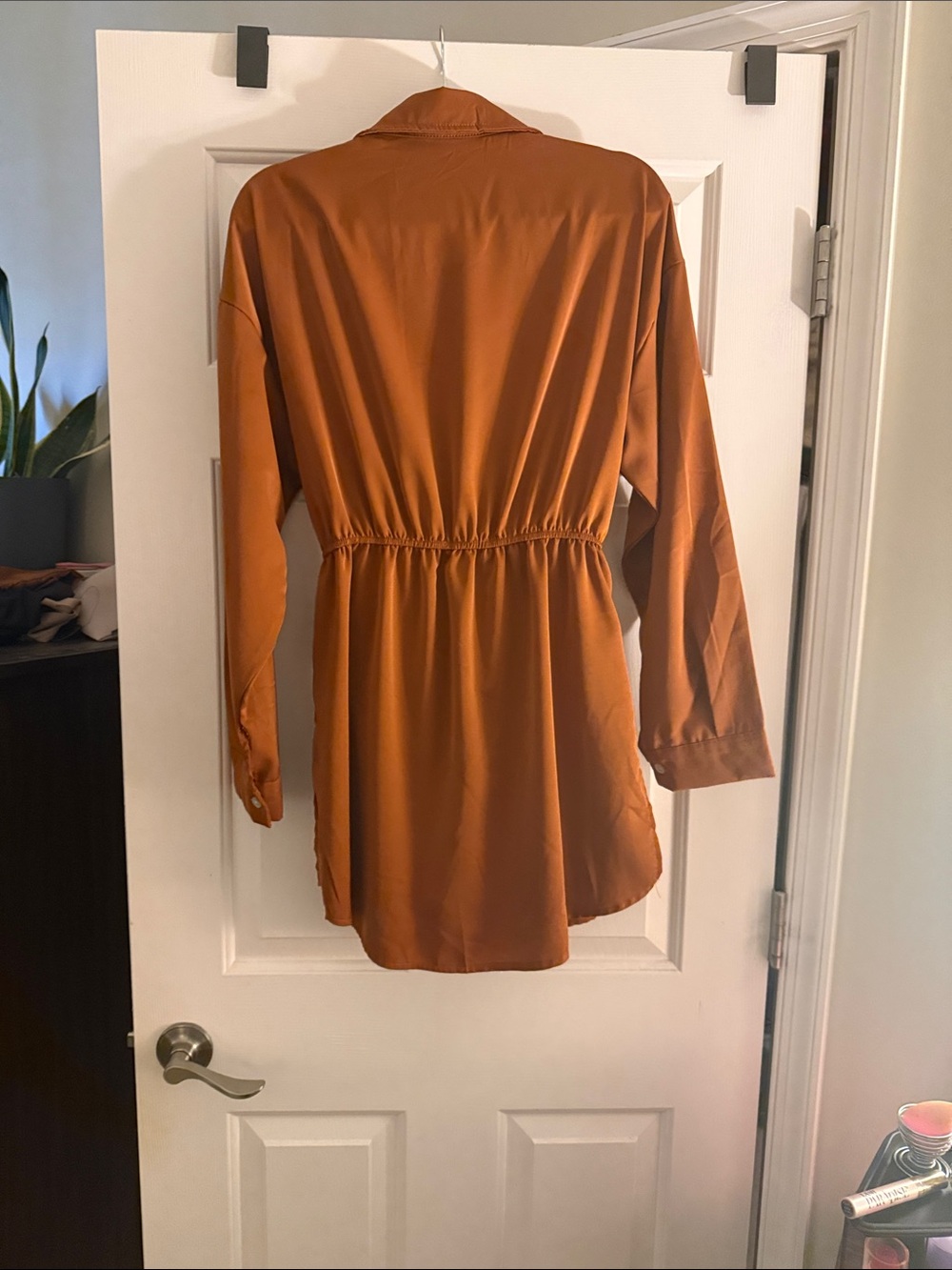 Rust-Brown Button Front Romper - Picture 5 of 5
